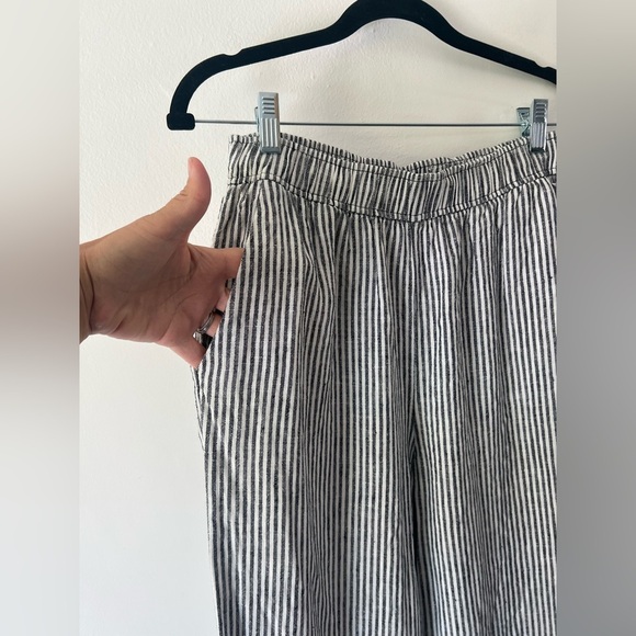Reformation Ava Stripe Wide Leg Black‎ & White Striped Pull-On Linen Pants Small - Picture 4 of 13